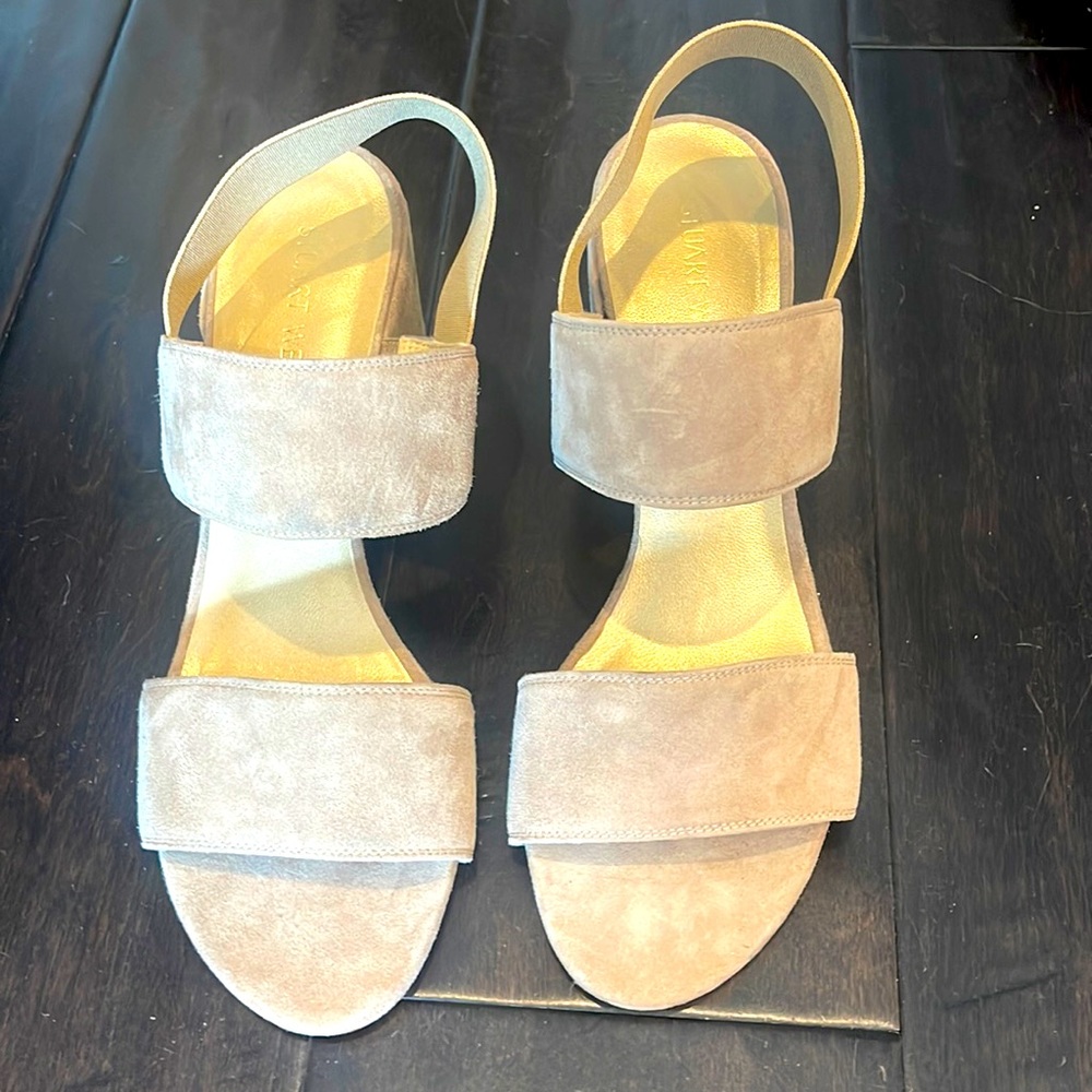 Stuart Weitzman new with tag shoes. Regularly $398. Suede nude block heels.